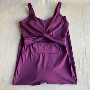 Girlfriend Collective Purple Twist Unitard Romper